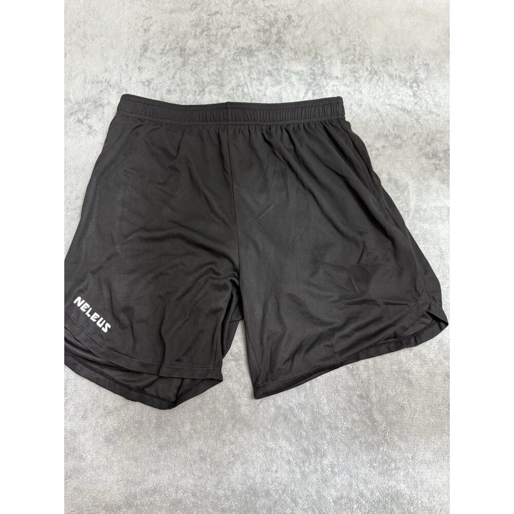 Neleus Men’s Black Athletic Workout Running Shorts Size M Lightweight Mesh
